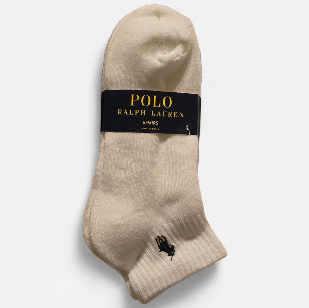 Polo 6 Pack White Mens Socks Shoe Size 4-10.5